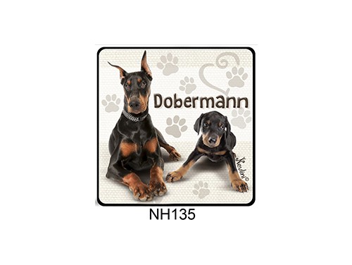 (NH135) Hűtőmágnes 7,5 cm x 7,5 cm - Doberman – Kutyás ajándékok
